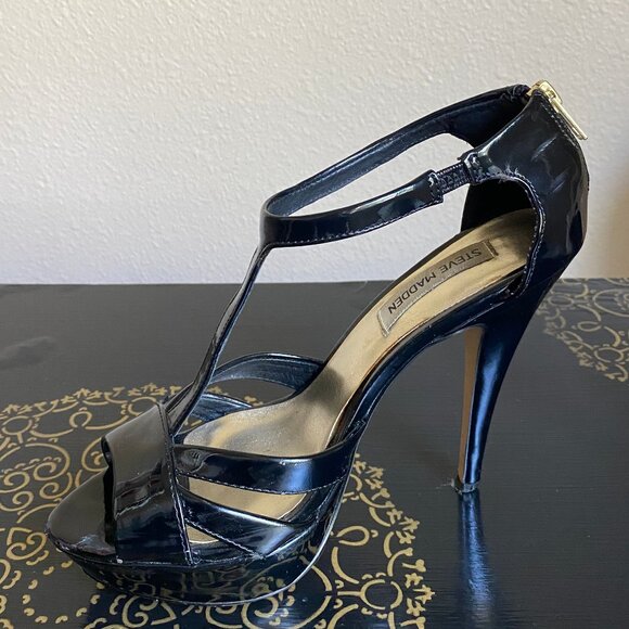 Steve Madden Haylow Black Platform Stiletto Heels Patent Leather Size 7.5 - Picture 2 of 5